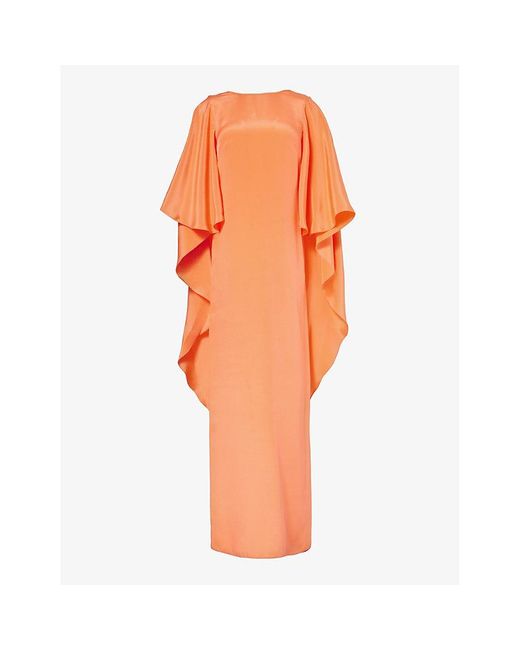 Max Mara Elegante Orange Baleari Cape-sleeve Silk Gown