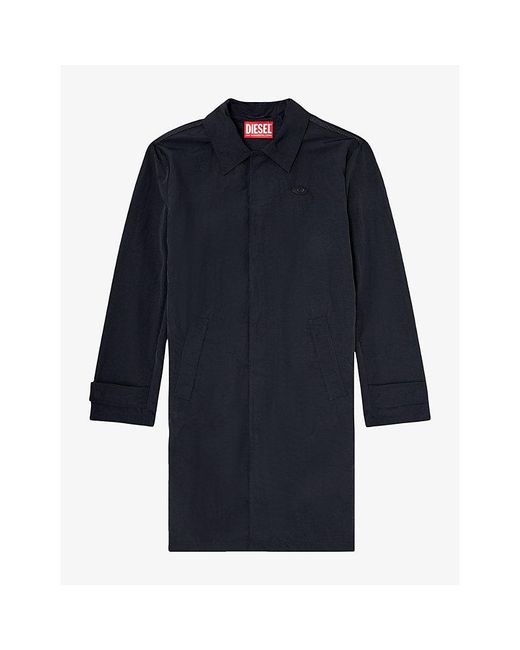 DIESEL Blue Mid-Length Crinkle Woven Jacket for men