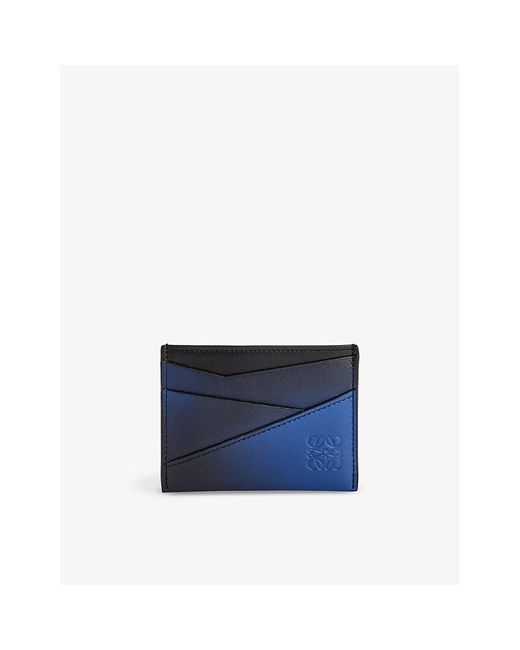 Loewe Vy Blue Puzzle Edge Brand-debossed Leather Card Holder for men