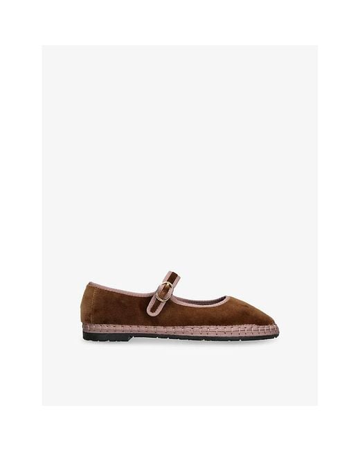 Flabelus Brown Balthasar Cotton-Velvet Ballet Flats