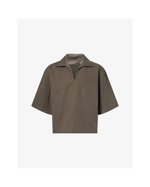 Seventh Brown Football Box-Fit Cotton-Blend Polo Top for men