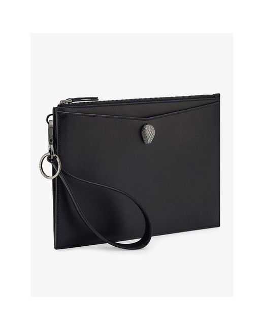 BVLGARI Black Serpenti Forever Leather Pouch