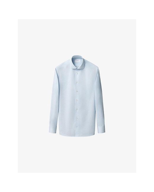 Eton of Sweden Blue Striped Slim-Fit Cotton-Twill Shirt for men