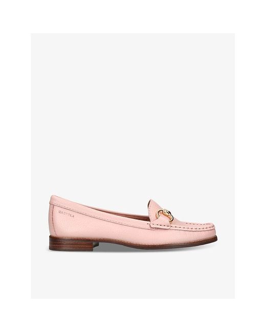 Carvela Kurt Geiger Pink Click Horsebit-chain Leather Loafers