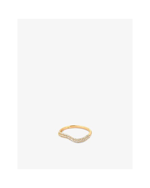 Astrid & Miyu Metallic Wave Recycled Sterling And Cubic Zirconia Ring