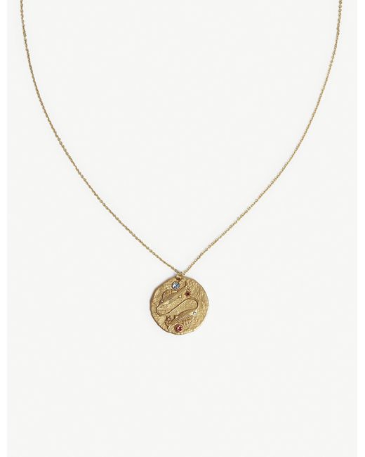Maje Metallic Aries Zodiac Brass Coin Necklace