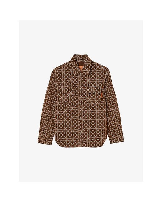 Sandro Brown Cross Logo-print Regular-fit Wool-blend Overshirt for men