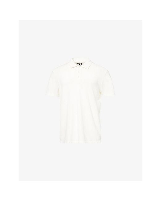 PAIGE White Demille Short-Sleeve Cotton-Pique Polo Shirt for men
