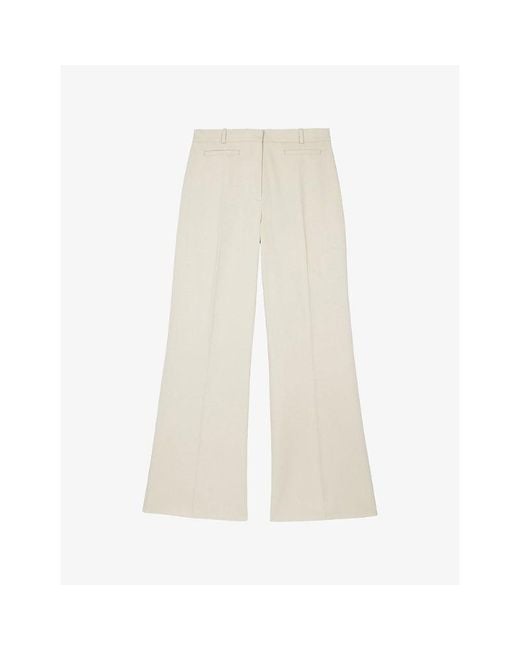 The Kooples White Mid-Rise Wide-Leg Cotton Trousers
