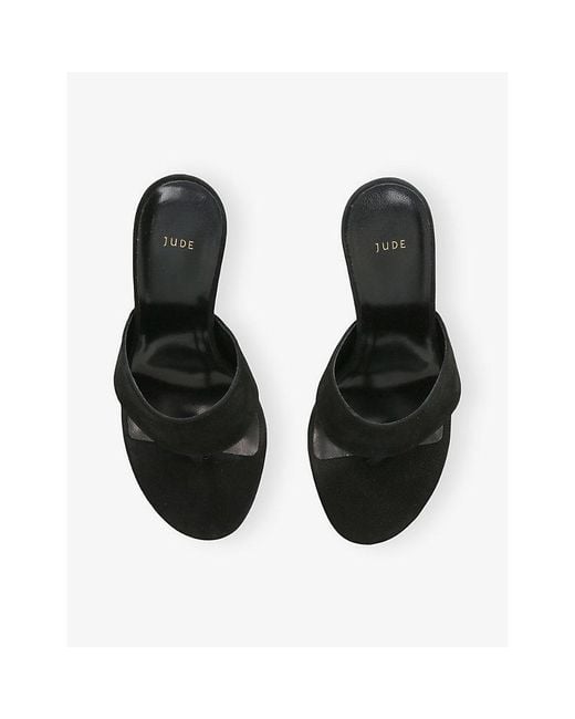 Jude Black Snug Suede Heeled Sandals