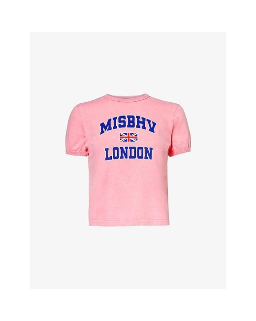 M I S B H V Pink London Logo-print Cotton-jersey T-shirt X