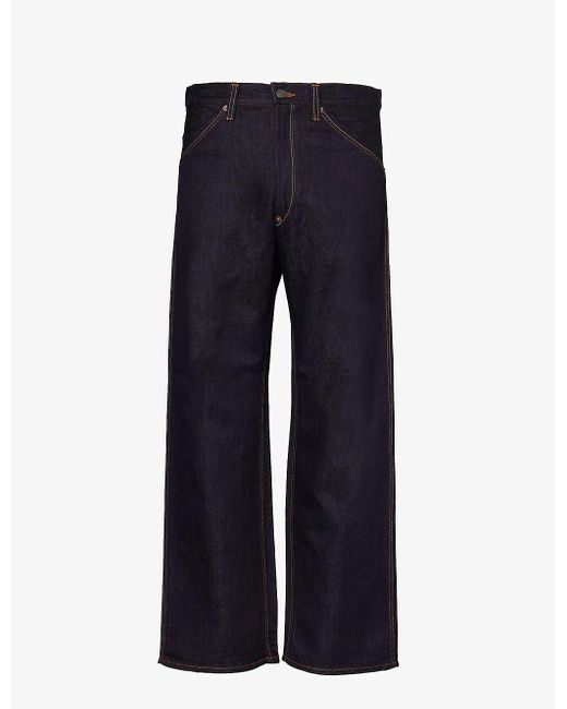 Junya Watanabe Blue Contrast-pocket Wide-leg Cotton And Linen-blend Trousers for men