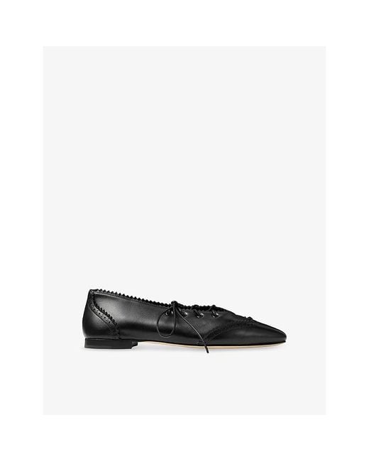 Jimmy Choo Black Margot Lace-Up Leather Ballet Flats