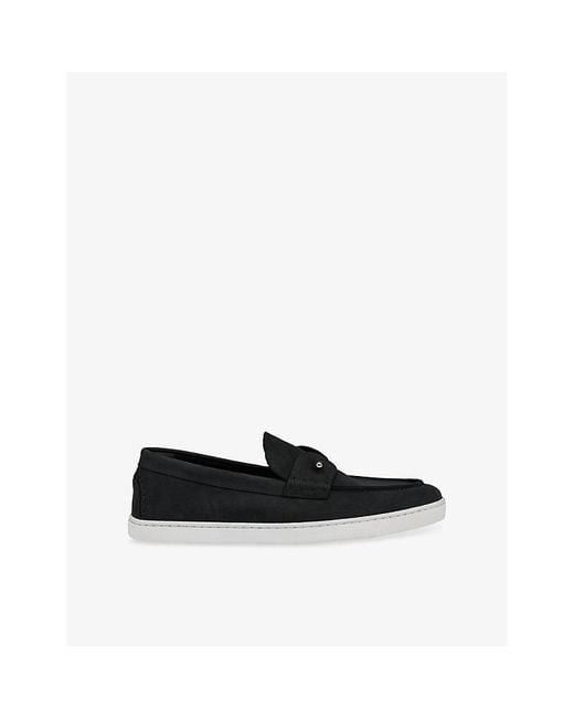 Christian Louboutin Black Chambeliboat Leather Boat Shoes for men