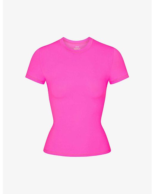 Skims Pink Fits Everybody Short-sleeved Stretch-jersey T-shirt X