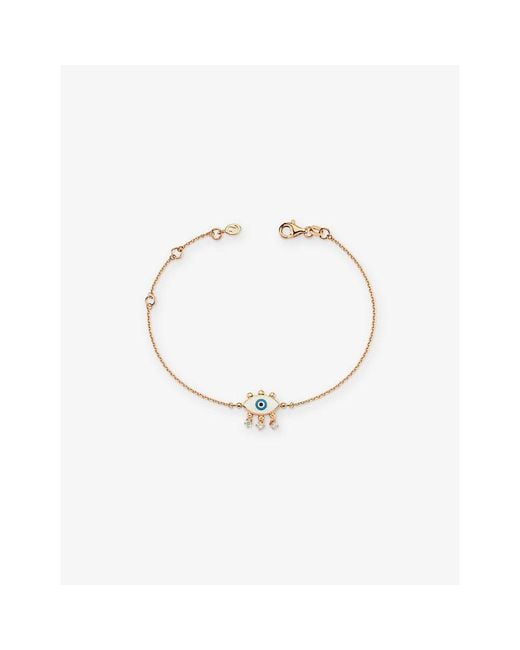 La Maison Du Couturier White Selda Evil Eye 14Ct Rose- And Diamond Bracelet