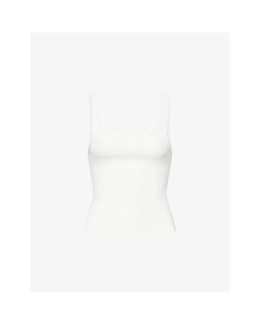 Dissh White Phoebe Scoop-Neck Cotton-Blend Tank Top