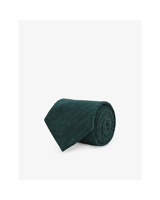 Reiss Green Giotto Texture-weave Silk-blend Tie for men