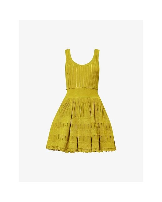 Alaïa Yellow Crinoline Knitted Mini Dress