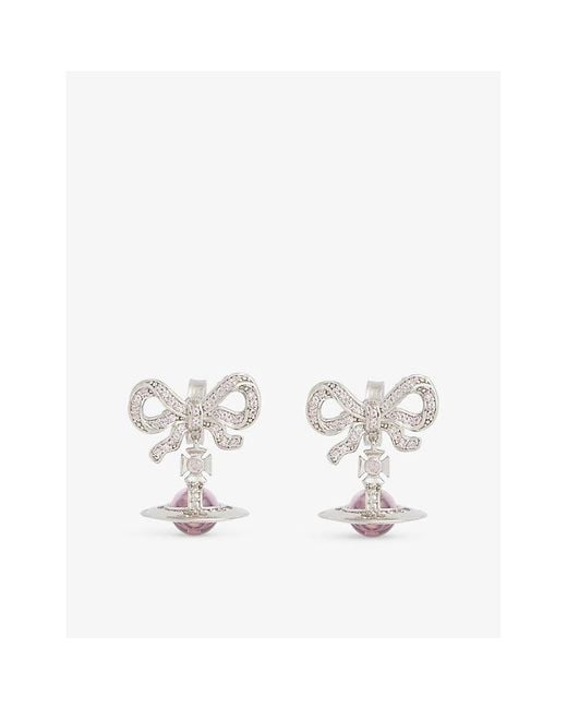 Vivienne Westwood White Octavie Recycled Silver And Cubic Zirconia Crystal Earrings