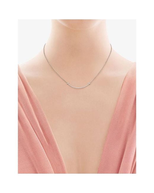 Tiffany & Co White Tiffany T Smile 18Ct- And Diamond Necklace