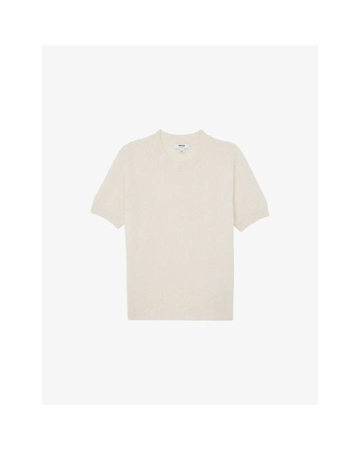 Reiss White Stevie Crewneck Short-Sleeve Cashmere T-Shirt