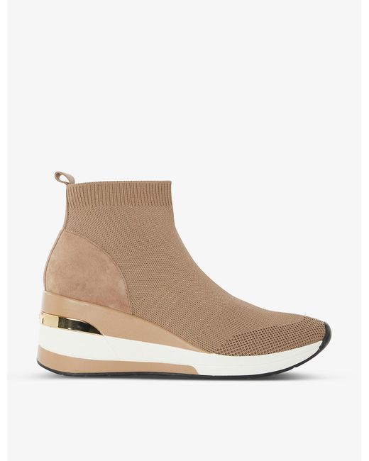 Dune Synthetic Engel Knitted Wedge-heel Trainers in Natural | Lyst