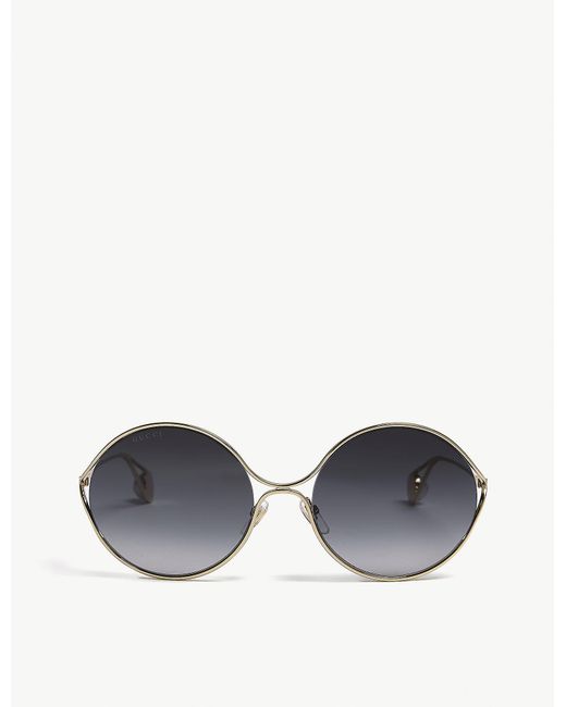 Gucci Metallic Womens Gold GG0253s Round-frame Sunglasses