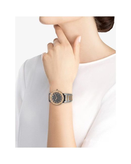 BVLGARI White Stainless-Steel, 18Ct Rose- And Diamond Quartz Watch