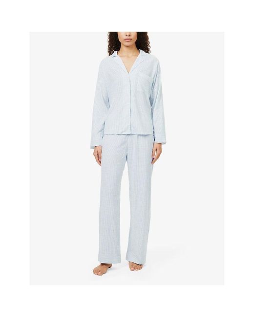 Eberjey White Nautico Striped Cotton-blend Pyjama Set