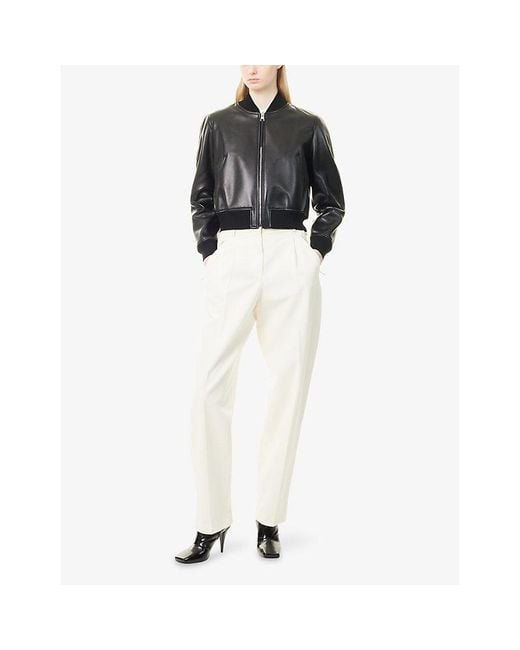 Givenchy White Pleated Tapered-Leg Cotton And Wool-Garbadine Trousers