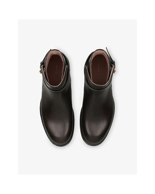 The Row Black Nobilis Buckle Leather Ankle Boots
