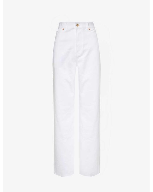 Valentino Garavani White Brand-patch Relaxed-fit Straight-leg High-rise Jeans