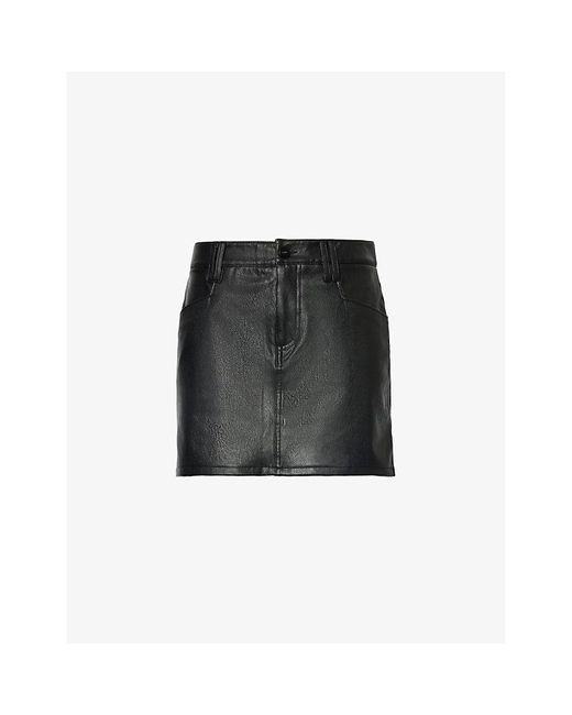 PAIGE Black Tarra Mid-rise Faux-leather Mini Skirt