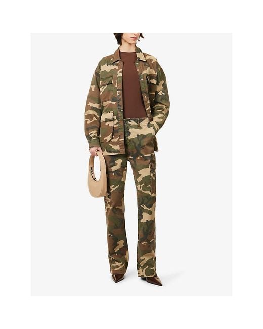 GOOD AMERICAN Multicolor Camouflage-print Stretch-denim-blend Jacket