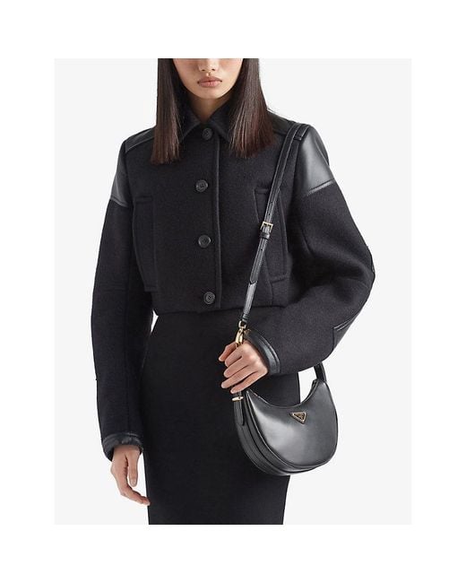 Prada Black Arqué Mini Leather Shoulder Bag