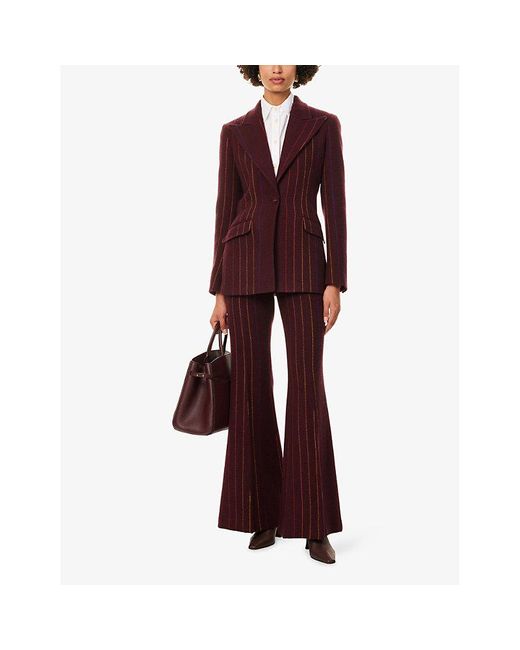 Gabriela Hearst Purple Leiva Stripe Brushed Cashmere-Blend Blazer