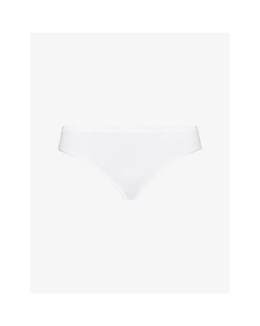 Hanro White Seamless Midi Stretch-Cotton Briefs