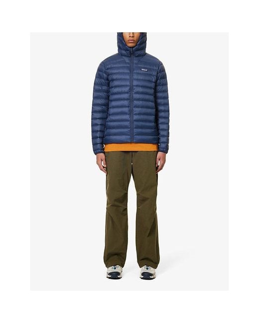 Patagonia Blue Padded Recycled Shell-down Hooded Jacket for men
