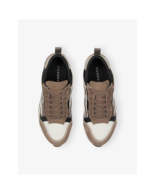 Sandro Brown Flame Suede And Mesh Trainers