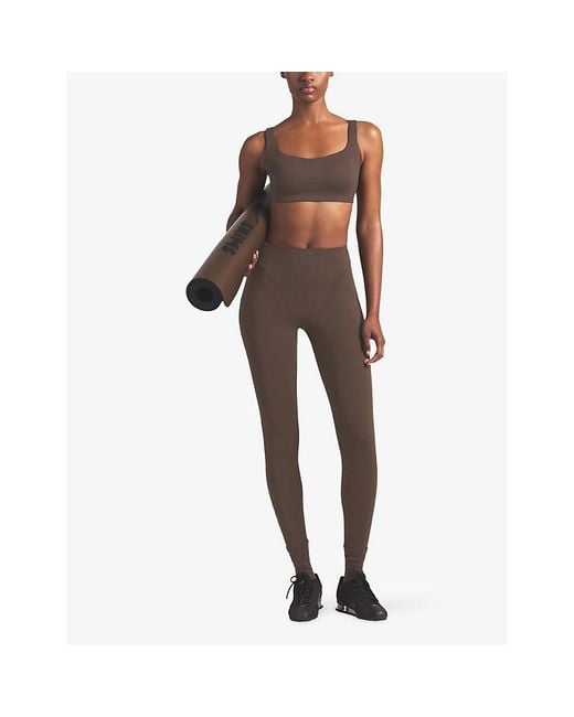 NikeSKIMS Brown Matte V-Panel Workout Leggings