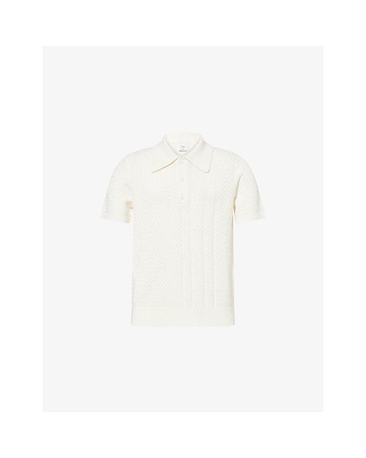 CHE White Santino Textured Cotton-Knit Polo Shirt for men