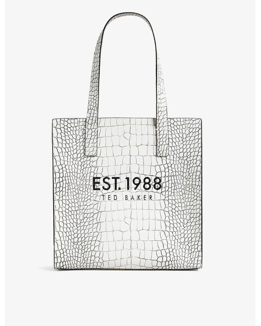 Ted Baker Lavinay Crocembossed Branded Small Fauxleather Tote Bag in