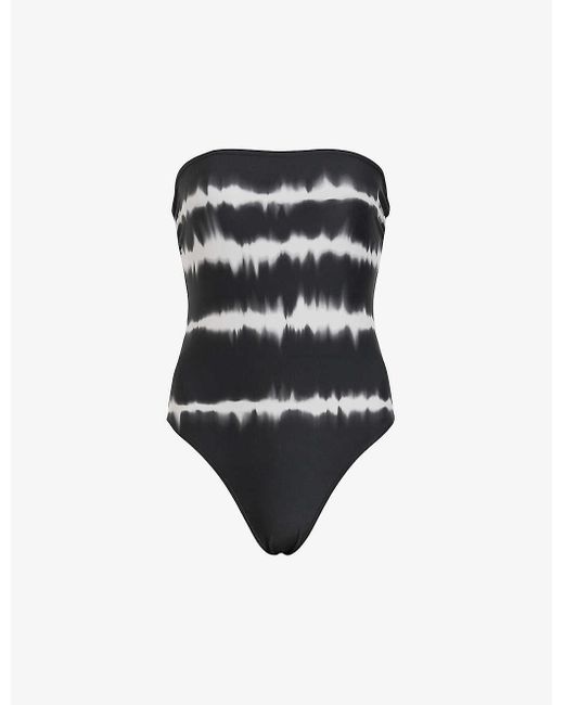 AllSaints Black Curtis Tie-dye Slim-fit Stretch-woven Swimsuit