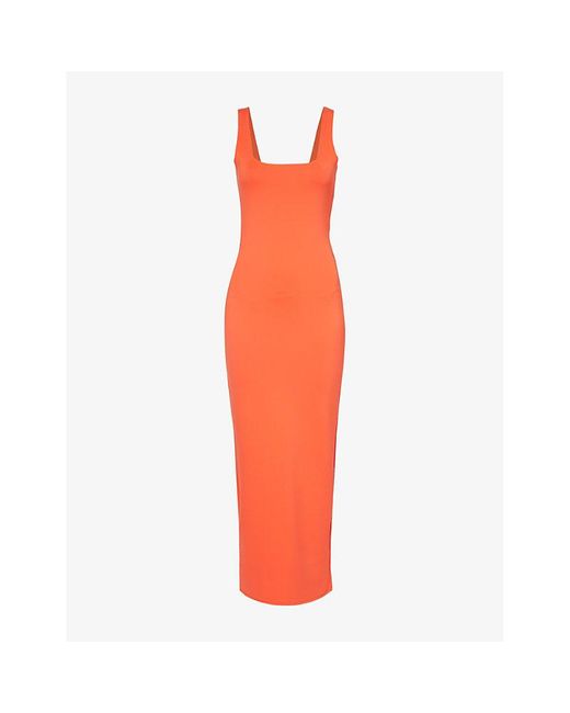 GOOD AMERICAN Orange Modern Tank Square-neck Stretch-woven Maxi Dress