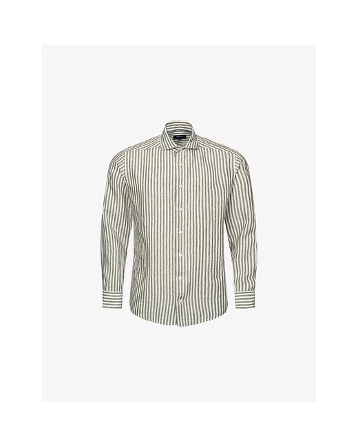 Eton of Sweden Gray Striped Regular-fit Linen Shirt for men