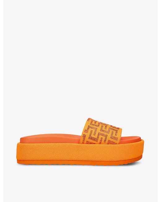 Steve Madden Orange Kora 575 Geometric-print Woven Sandals
