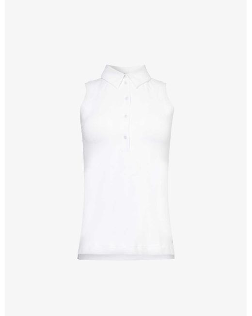 lululemon athletica White Sleeveless Polo-collar Stretch-recycled Nylon Top