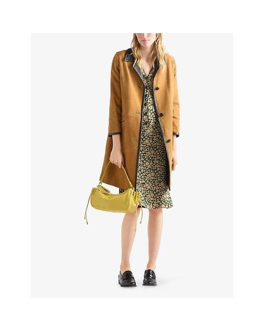Prada Yellow Small Leather Hobo Bag