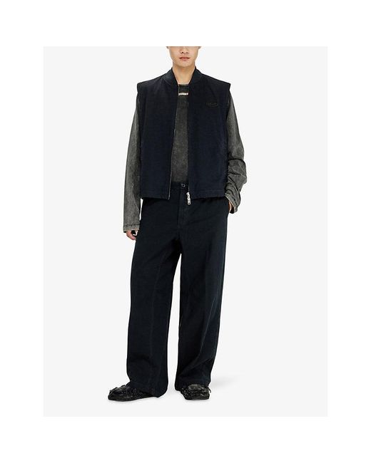 DIESEL Blue Relaxed-Fit Ripstop Cotton Trousers for men